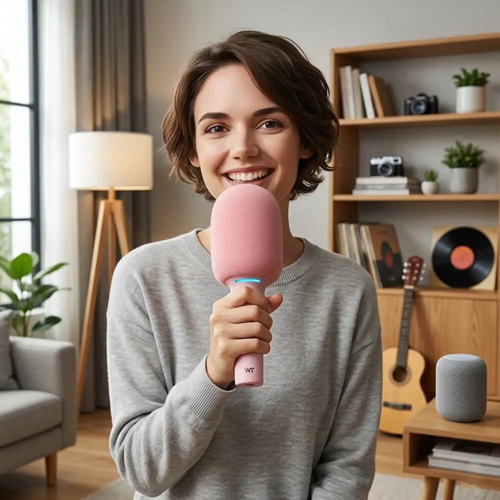 Altavoz con Micrófono de Karaoke Infantil Forma de Helado – Conexión Bluetooth 5.0, TWS y Sonido Hi-Fi - Imagen 4