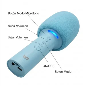 Altavoz con Micrófono de Karaoke Infantil Forma de Helado – Conexión Bluetooth 5.0, TWS y Sonido Hi-Fi