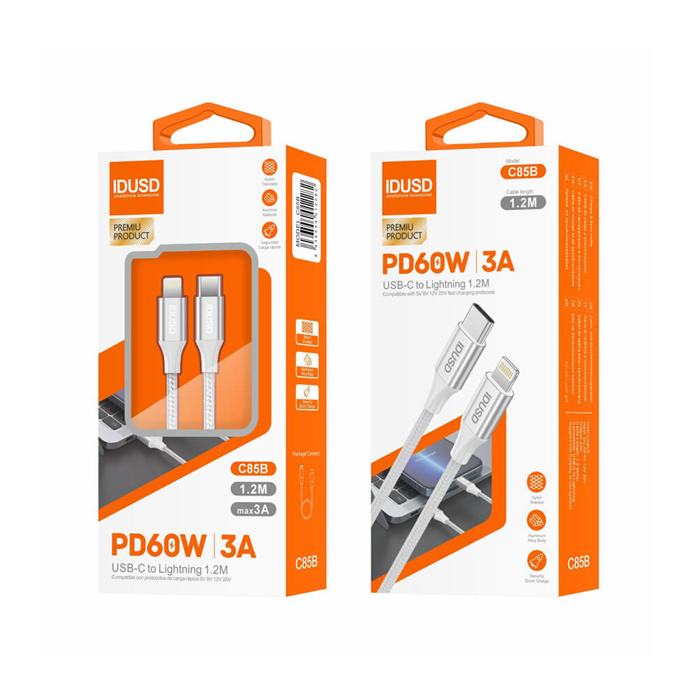 Cable Nylon USB-C a Lightning 1.2M 3A - C85B - Imagen 2