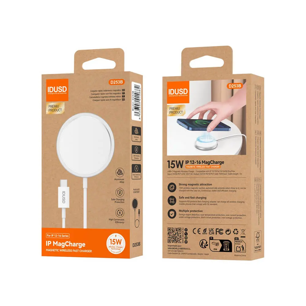 Cargador Inalámbrico Magnético ECO MagCharge 15W – Carga Rápida y Sostenible - Imagen 3