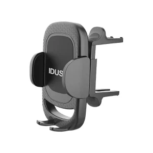 Soporte de smartphone G12A instalado en una rejilla de ventilación redonda de un coche Mercedes-Benz.